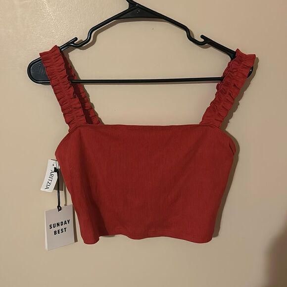 Aritzia Sunday Best Red Firecracker tank crop top - Picture 1 of 6
